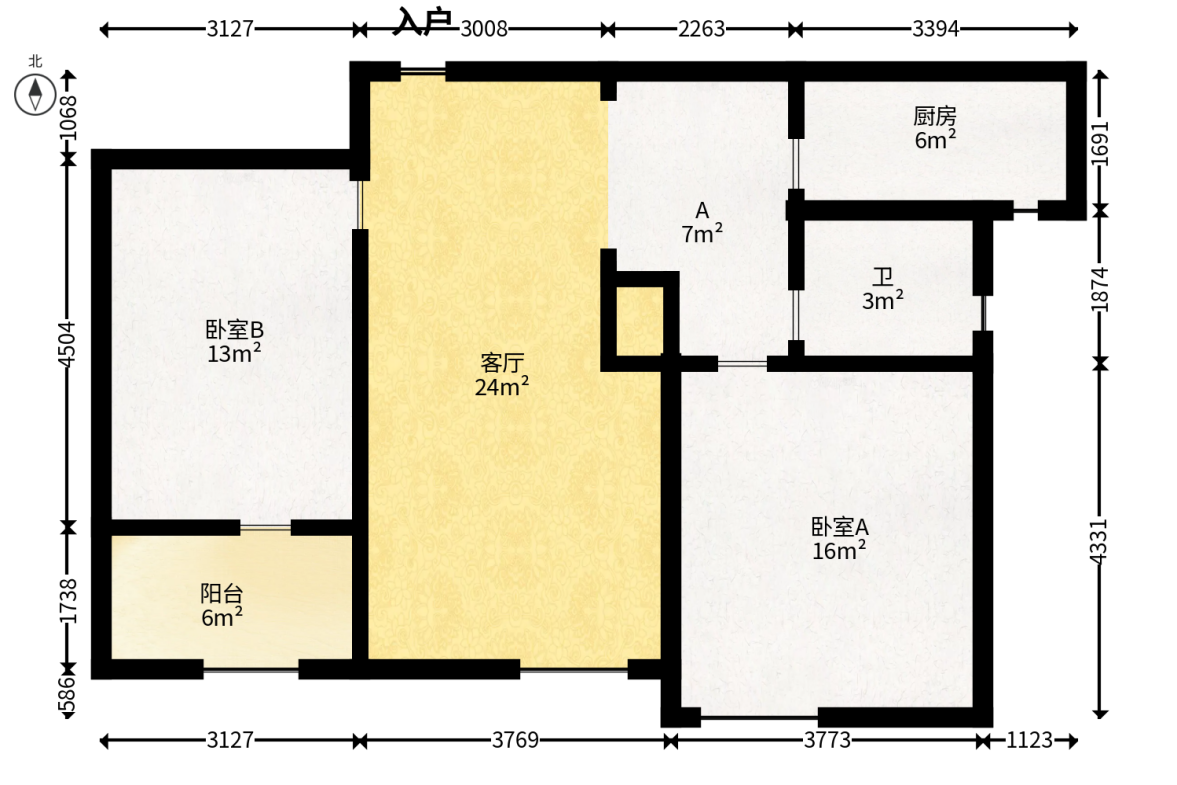 凯乐国际城  2室1厅1卫   118.00万户型图