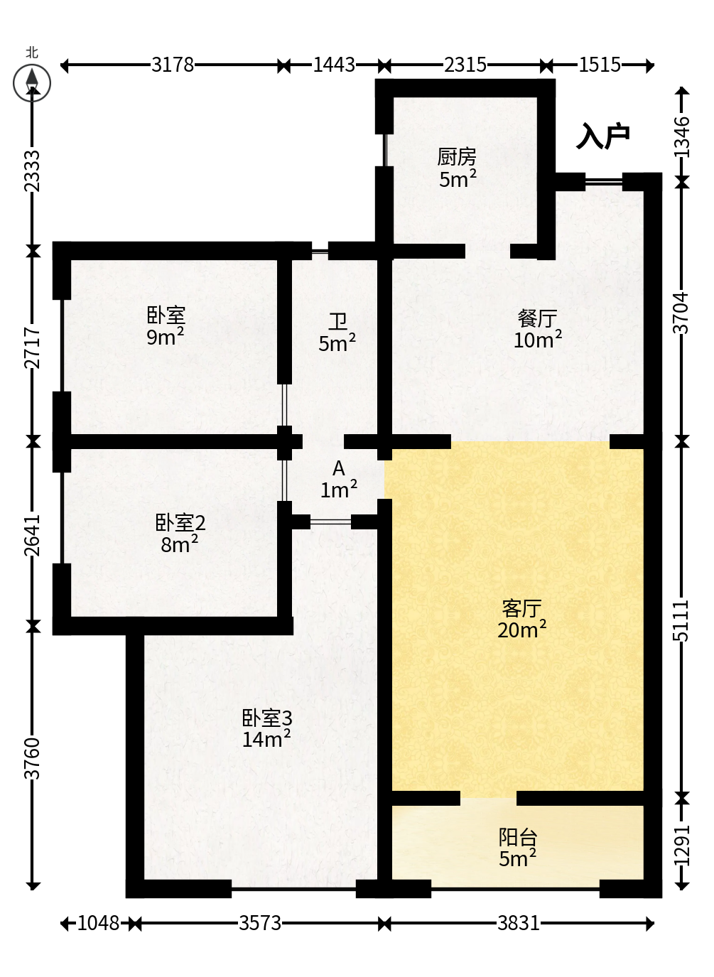 潇湘奥林匹克花园  3室2厅1卫   79.00万户型图
