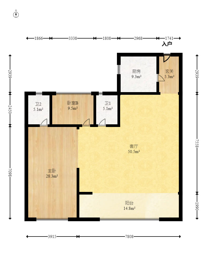建投象山国际  3室2厅2卫   122.00万户型图