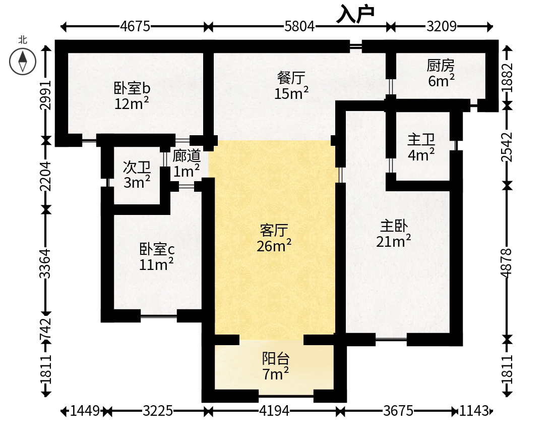 欣利梅溪左岸  3室2厅2卫   150.00万户型图