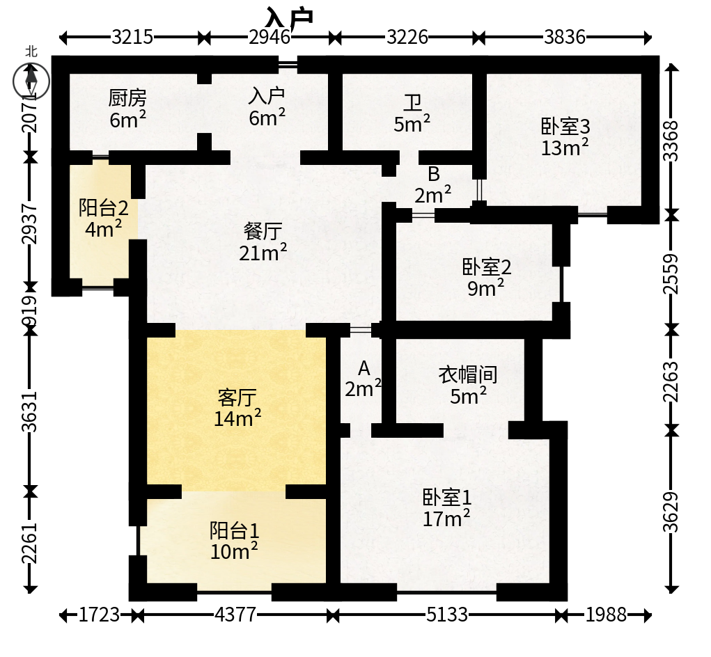 第六都（陆都小区）  3室2厅1卫   218.00万户型图