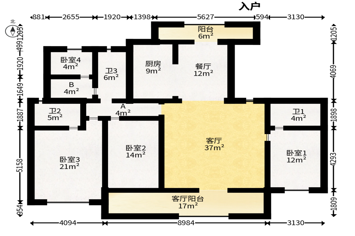 龙湖春江天曜二期  4室2厅3卫   259.00万户型图
