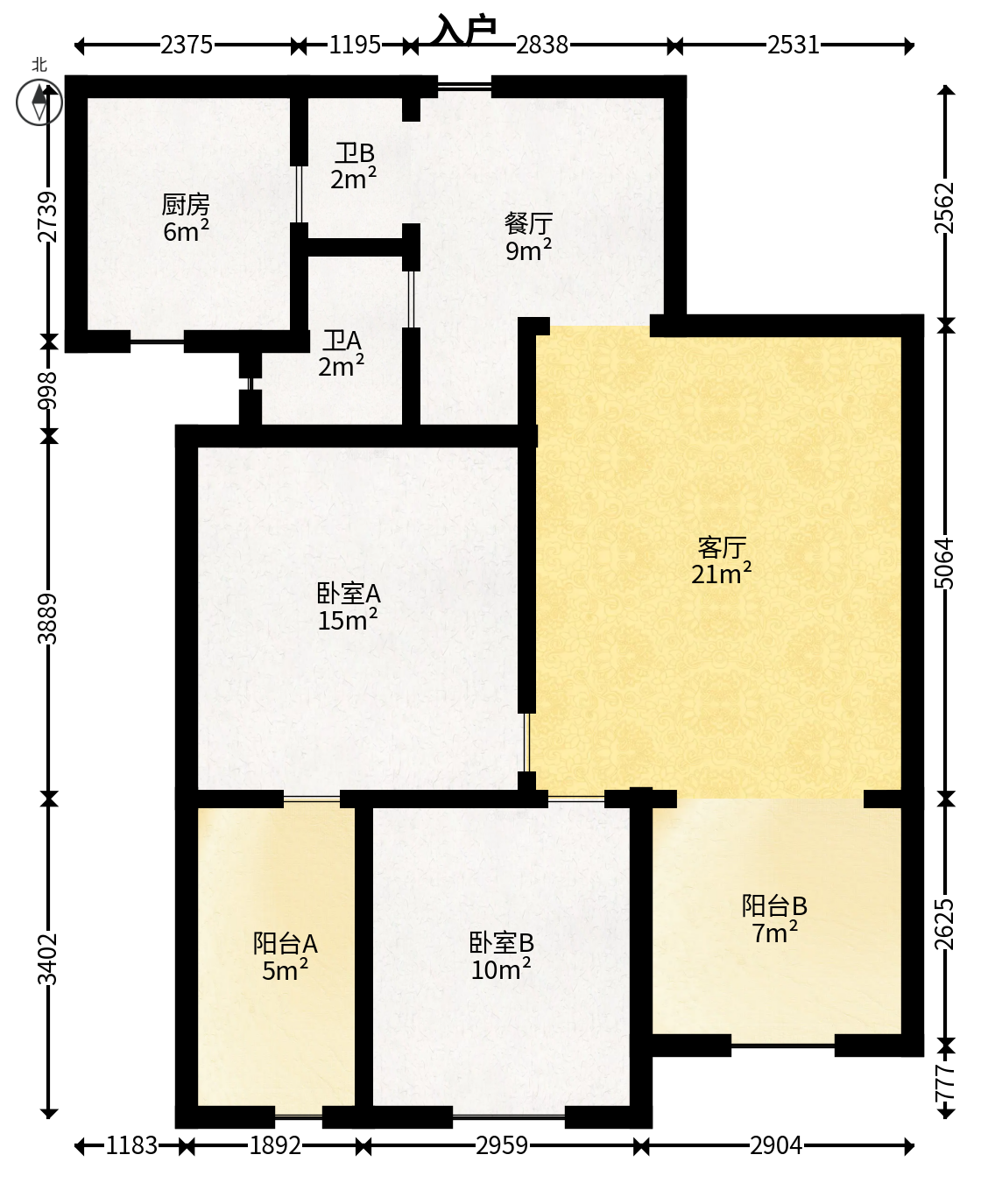 清溪川九号  2室1厅1卫   105.00万户型图