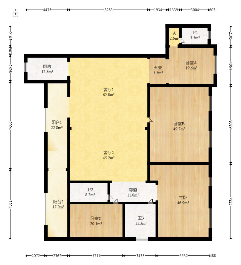 建投象山国际  6室2厅3卫   450.00万户型图
