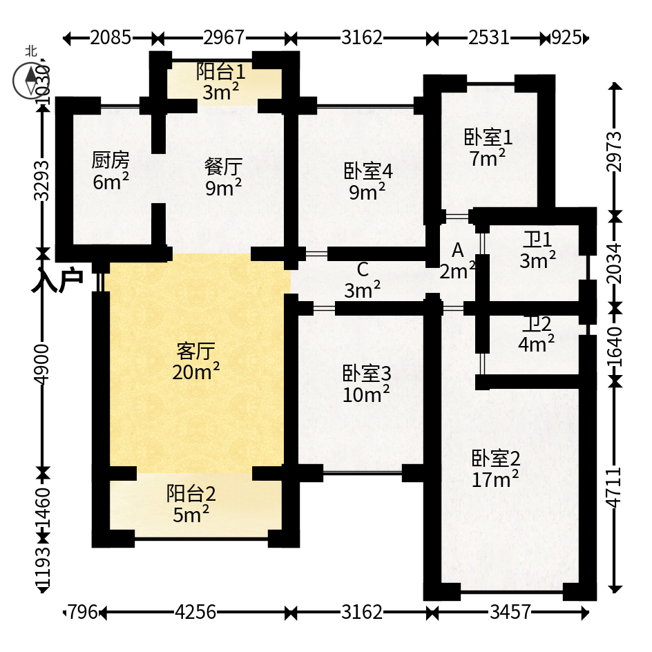 阳光城尚东湾青柠园  4室2厅2卫   149.90万户型图