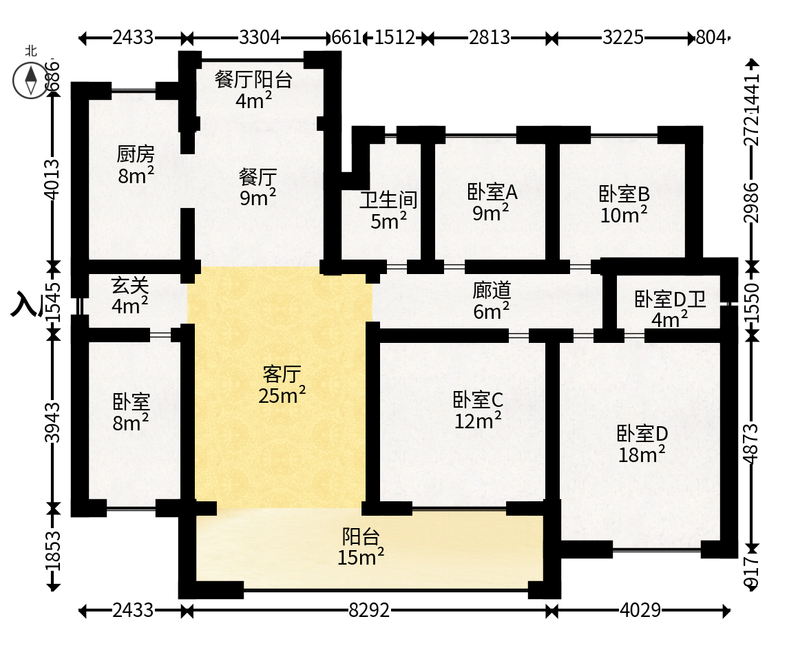 保利天汇  4室2厅2卫   250.00万户型图