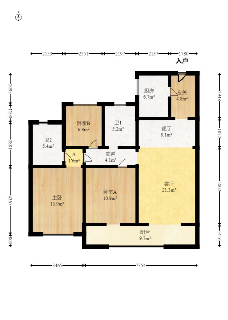 汉高学士府  3室2厅2卫   98.00万户型图