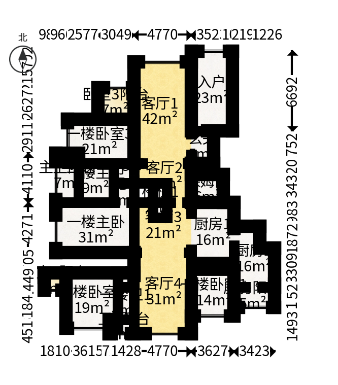 北辰三角洲D3区  5室3厅4卫   1500.00万户型图