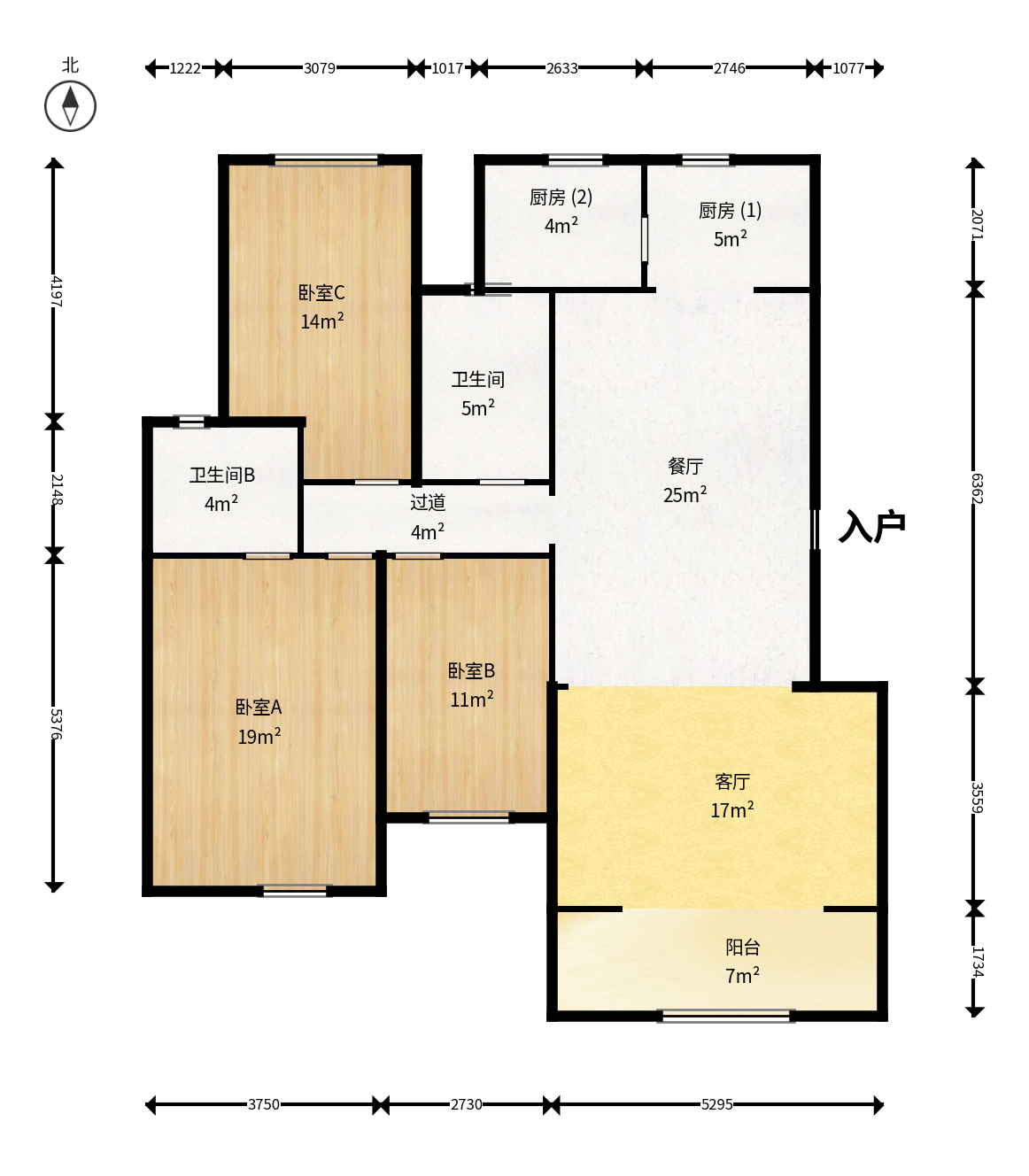 高鑫麓城  3室2厅2卫    125.0万户型图