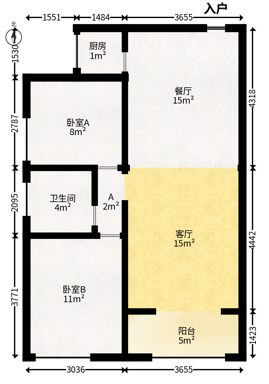 佳兆业水岸新都  1室2厅1卫   50.00万户型图
