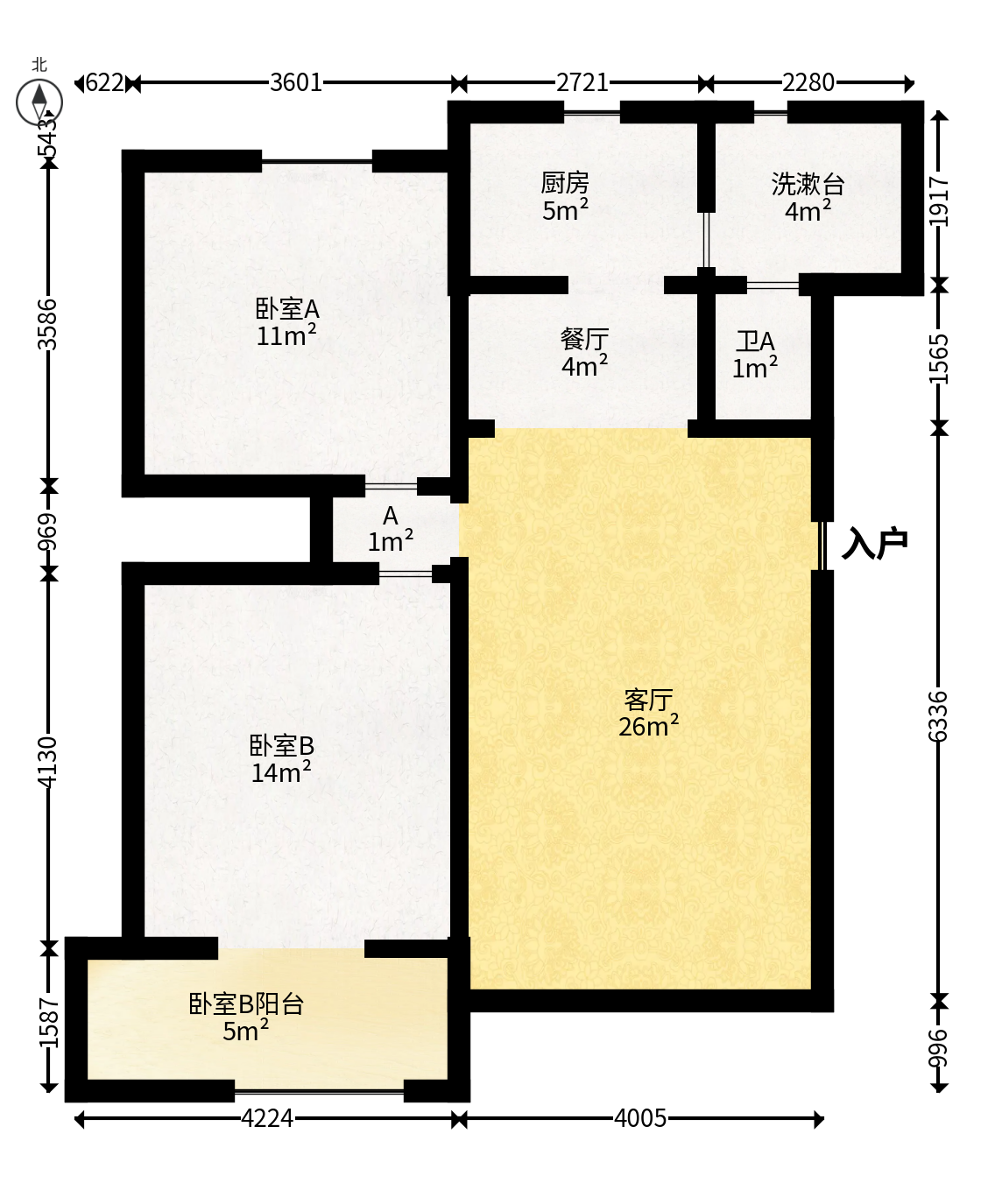 枫林美景  2室2厅1卫   75.80万户型图