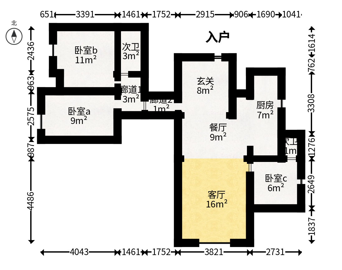 梅溪正荣府  4室2厅2卫   330.00万户型图