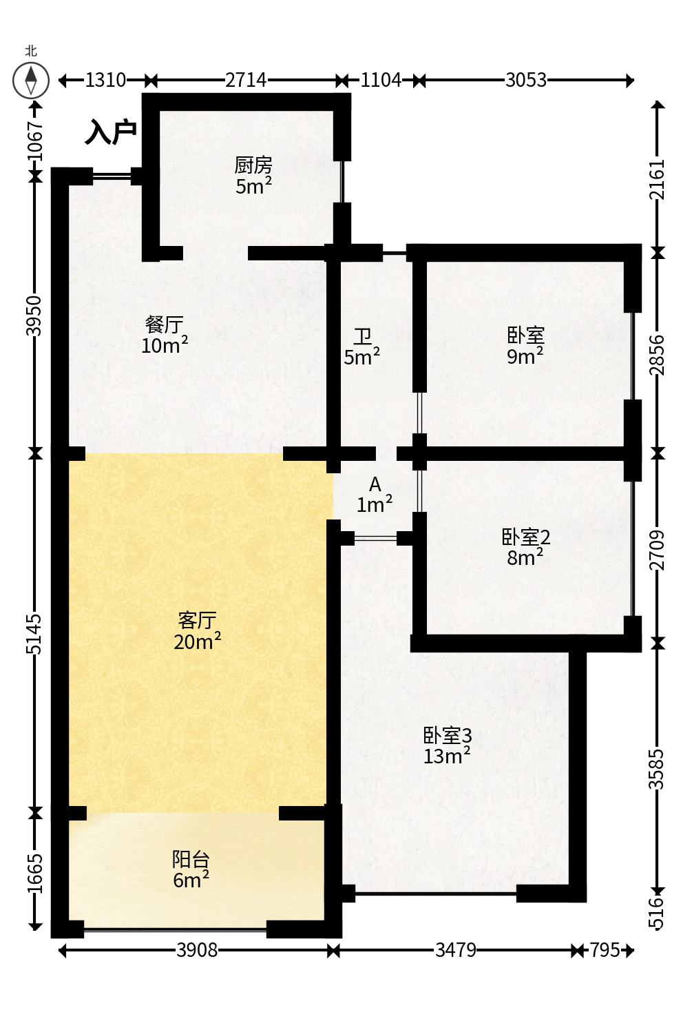 潇湘奥林匹克花园  3室2厅1卫   90.00万户型图