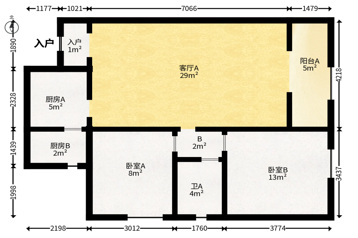 联盟佳苑  2室1厅1卫   45.00万户型图