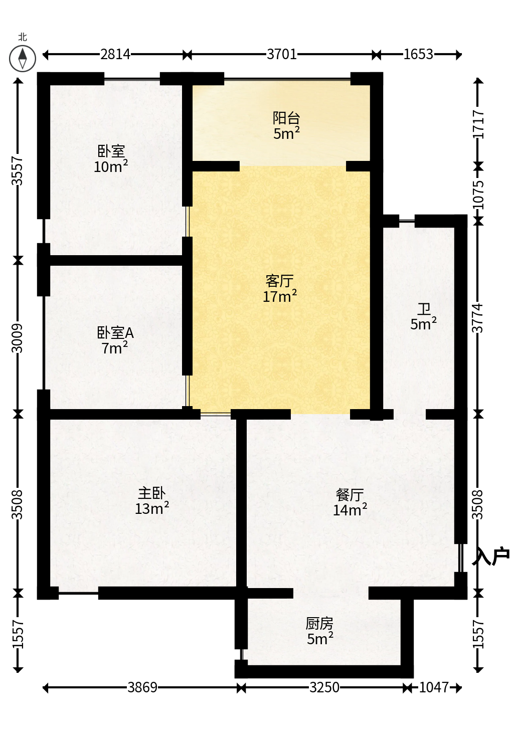 恒基凯旋门三期  3室2厅1卫   90.00万户型图