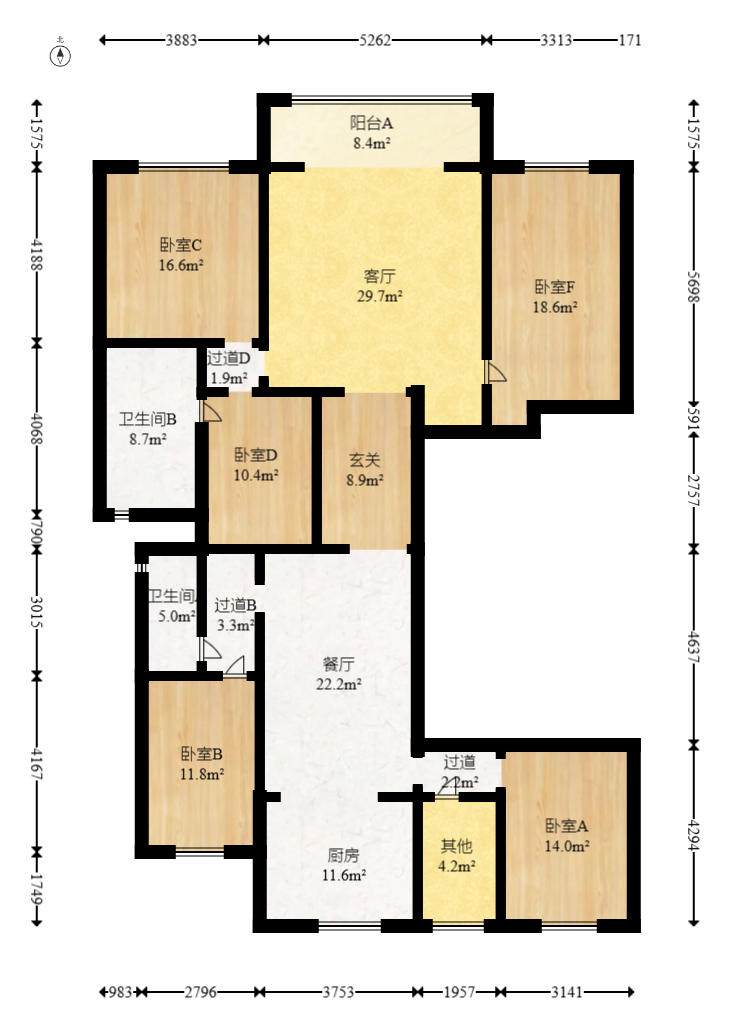 长沙檀府  4室2厅3卫   310.00万户型图