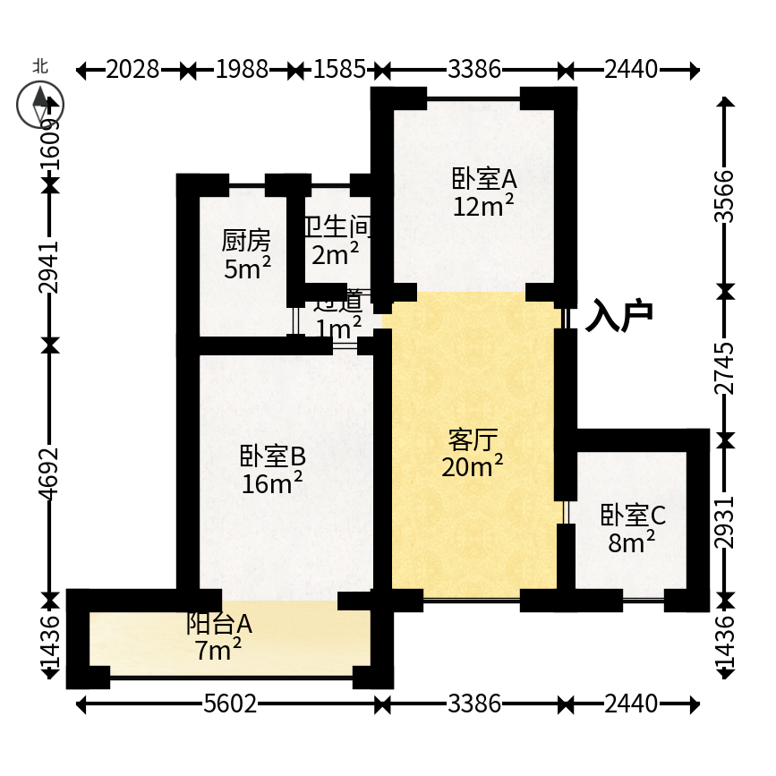 梨子山小区  3室1厅1卫   55.00万户型图