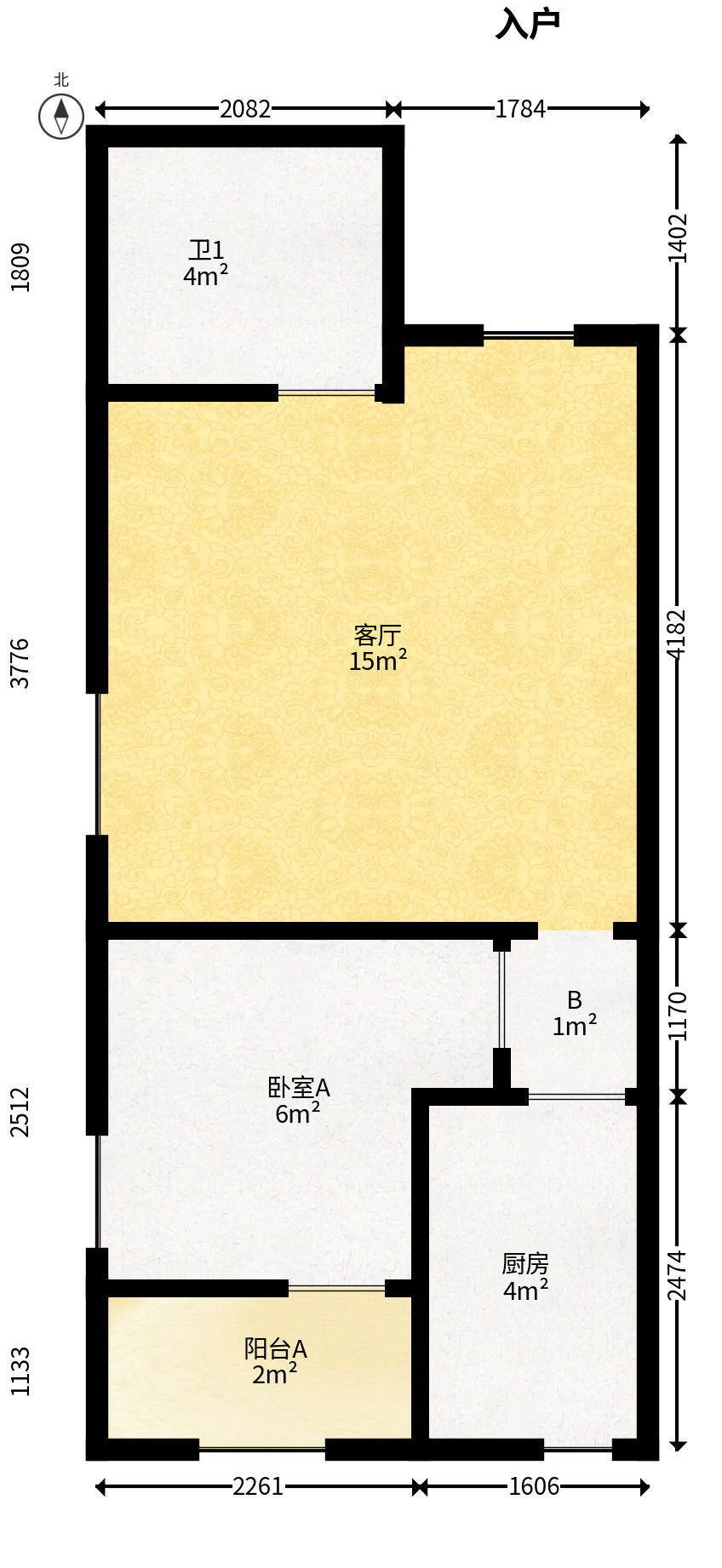 恒大国际广场  1室1厅1卫   35.00万户型图
