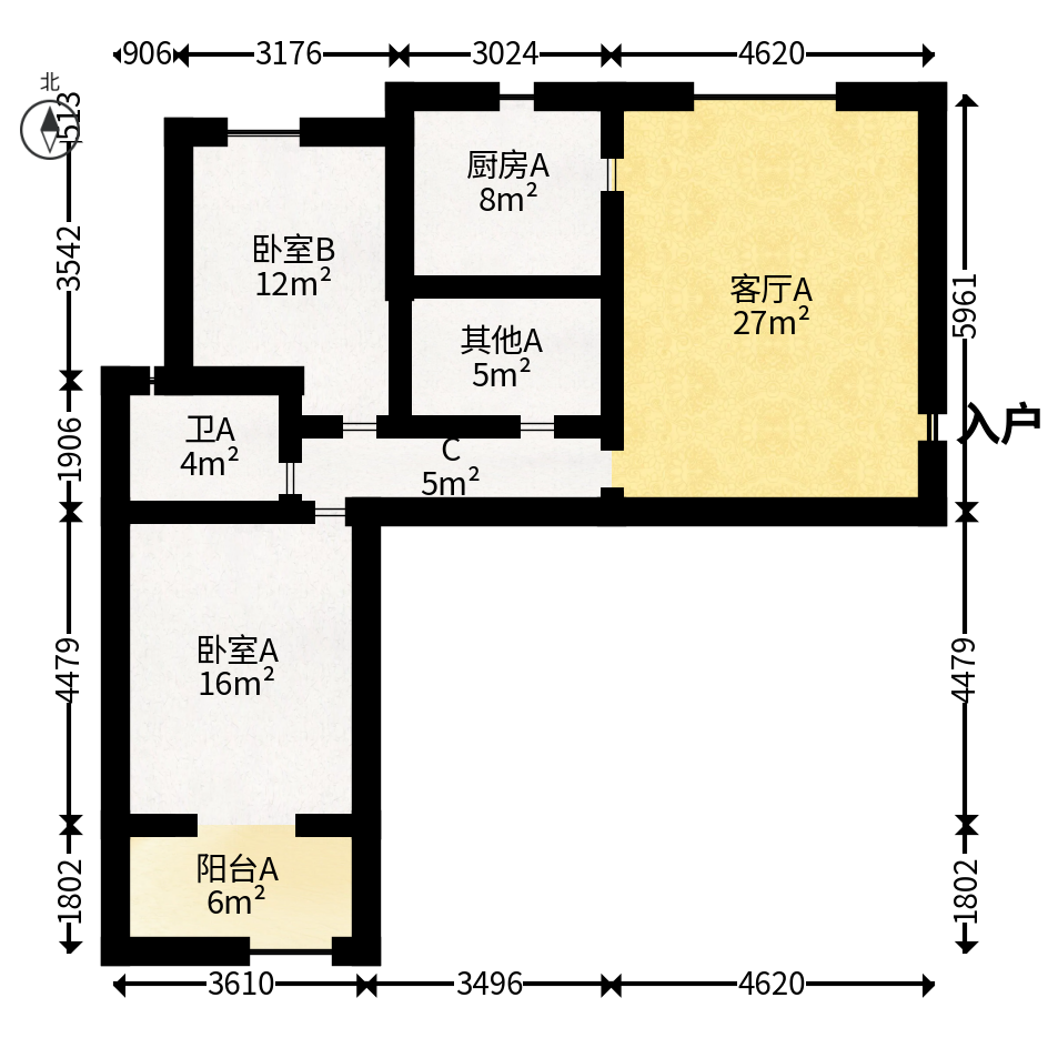 世纪桃花苑  3室2厅1卫   60.00万户型图