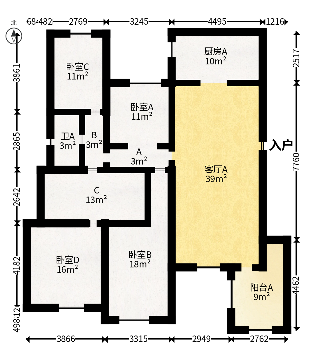 保利城（中航城国际社区、郡原美村）  4室2厅2卫   200.00万户型图