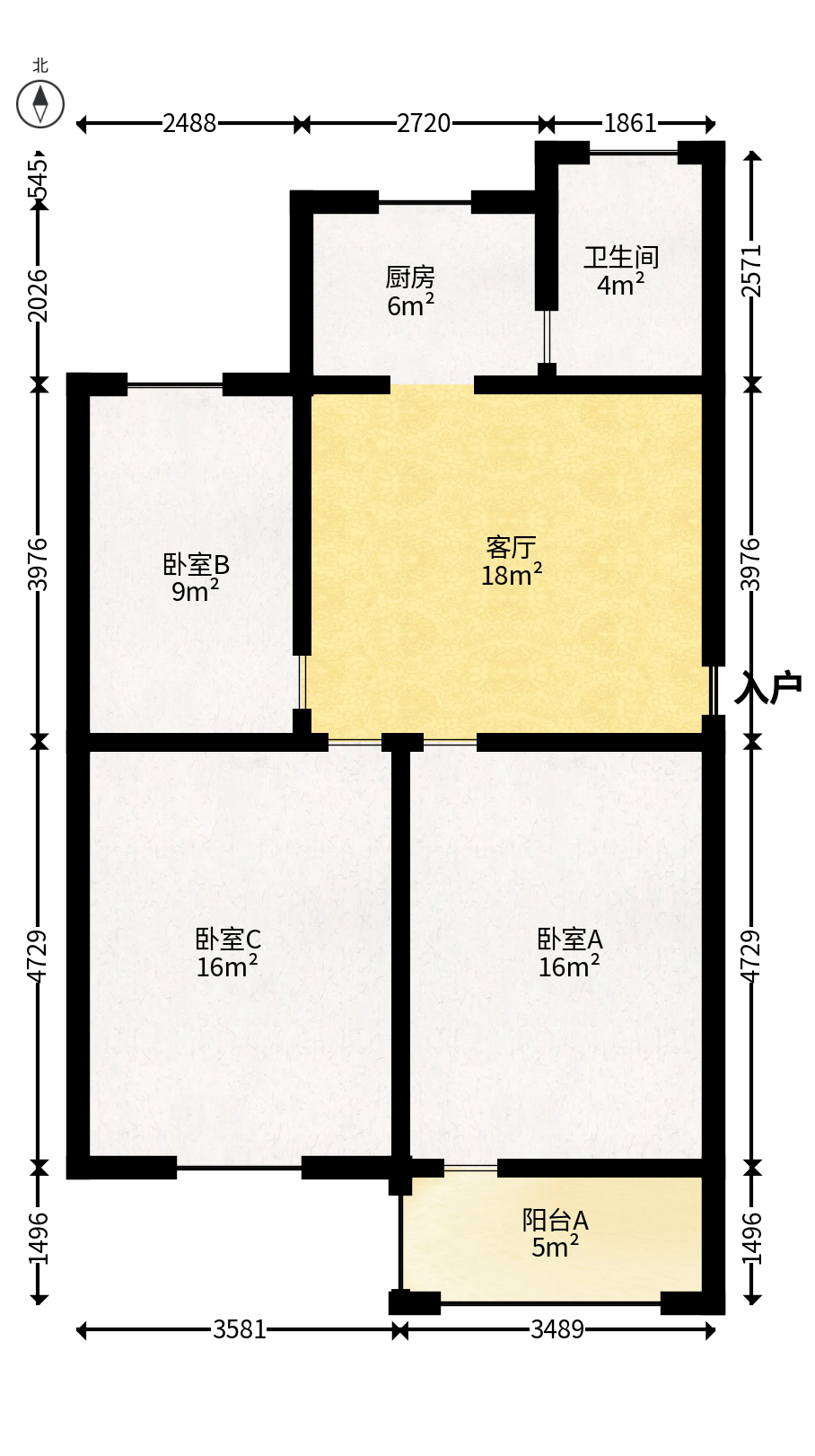 东瓜山三村(东电社区)  3室1厅1卫   62.00万户型图
