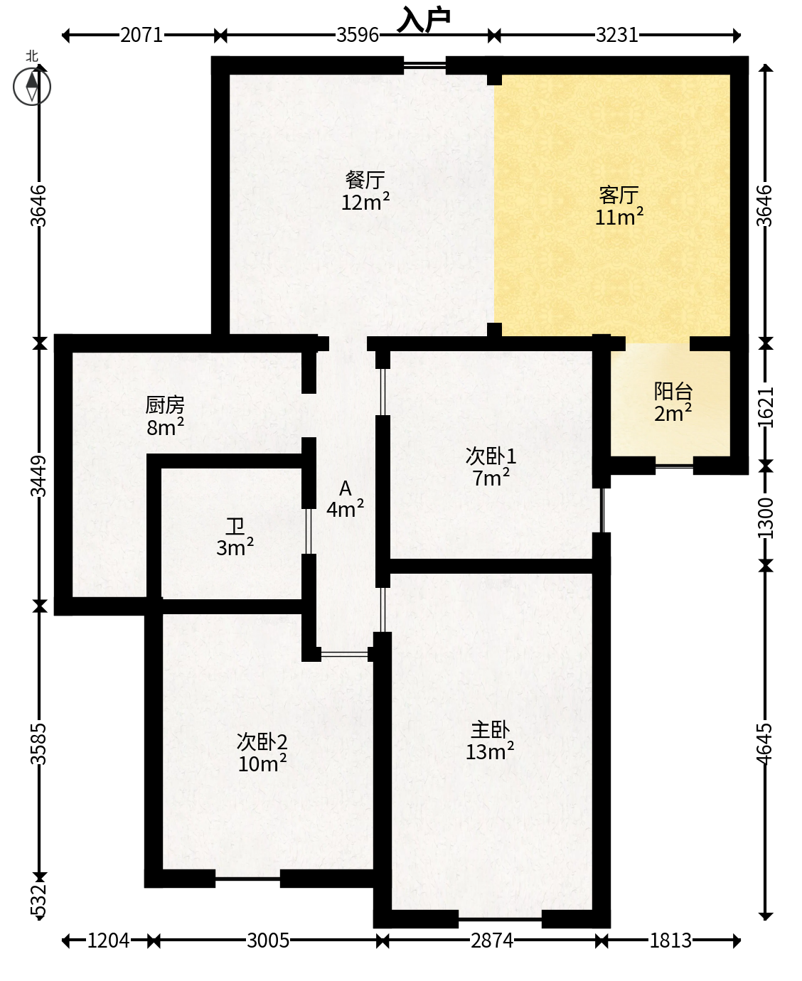 深业睿城  3室2厅1卫   56.80万户型图