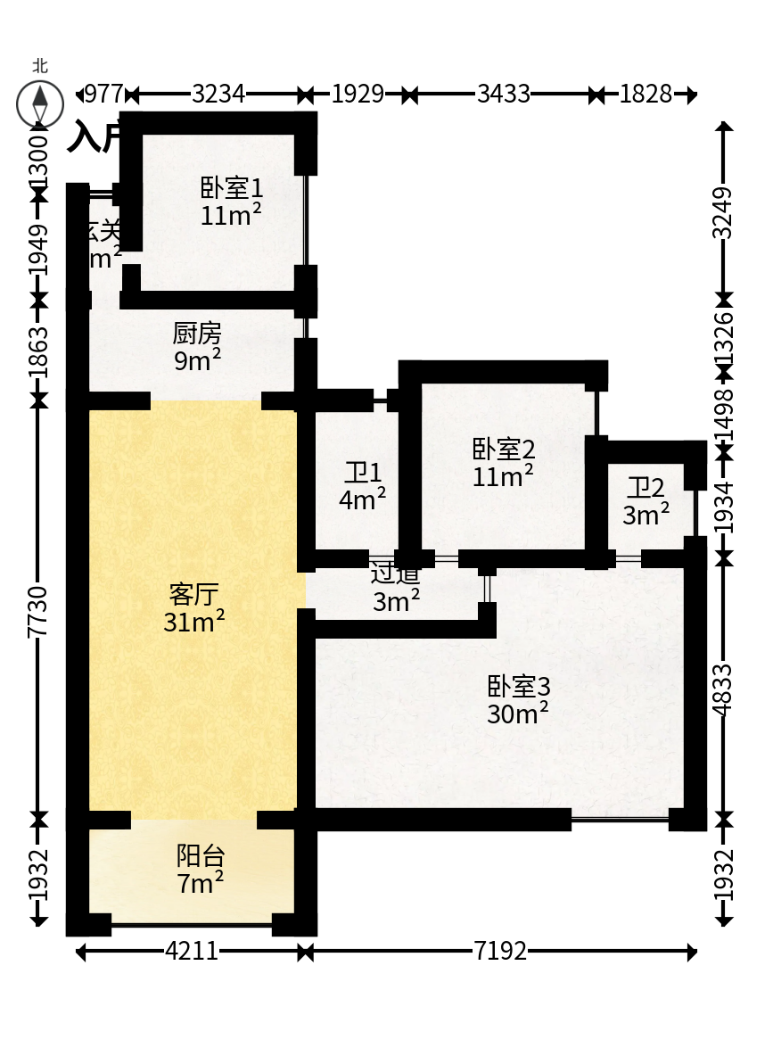 金湘苑（星澜之悦）  4室2厅2卫   78.00万户型图