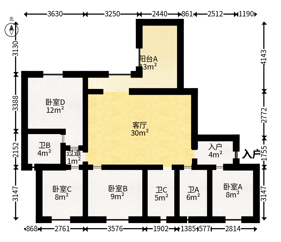 蓝光幸福满庭  3室2厅1卫   99.80万户型图