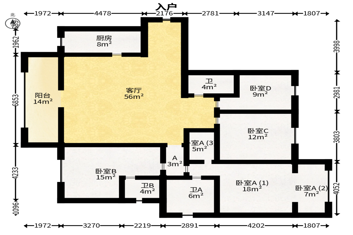 梅溪湖金茂湾  4室2厅2卫   330.00万户型图