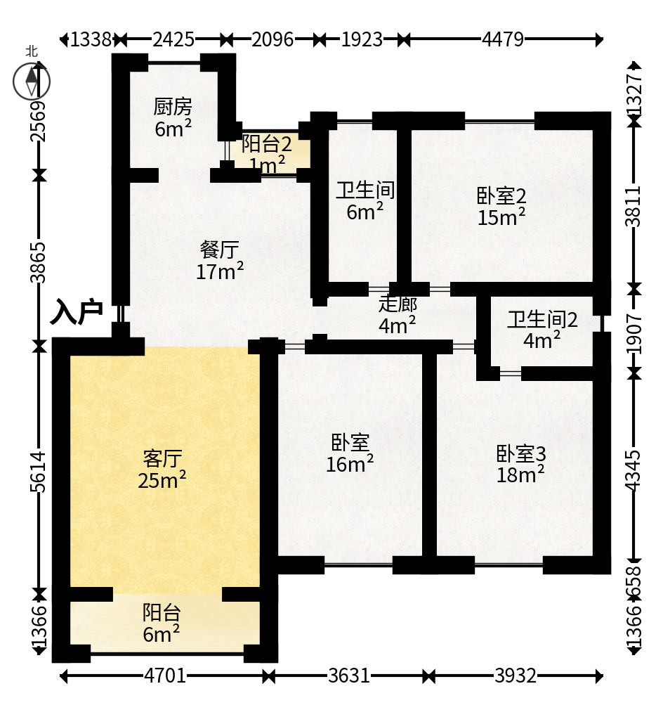 方略学府佳境  3室2厅2卫   42.00万户型图