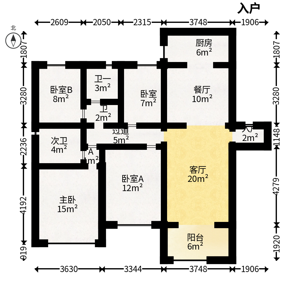 中梁星都荟  4室2厅2卫   76.00万户型图