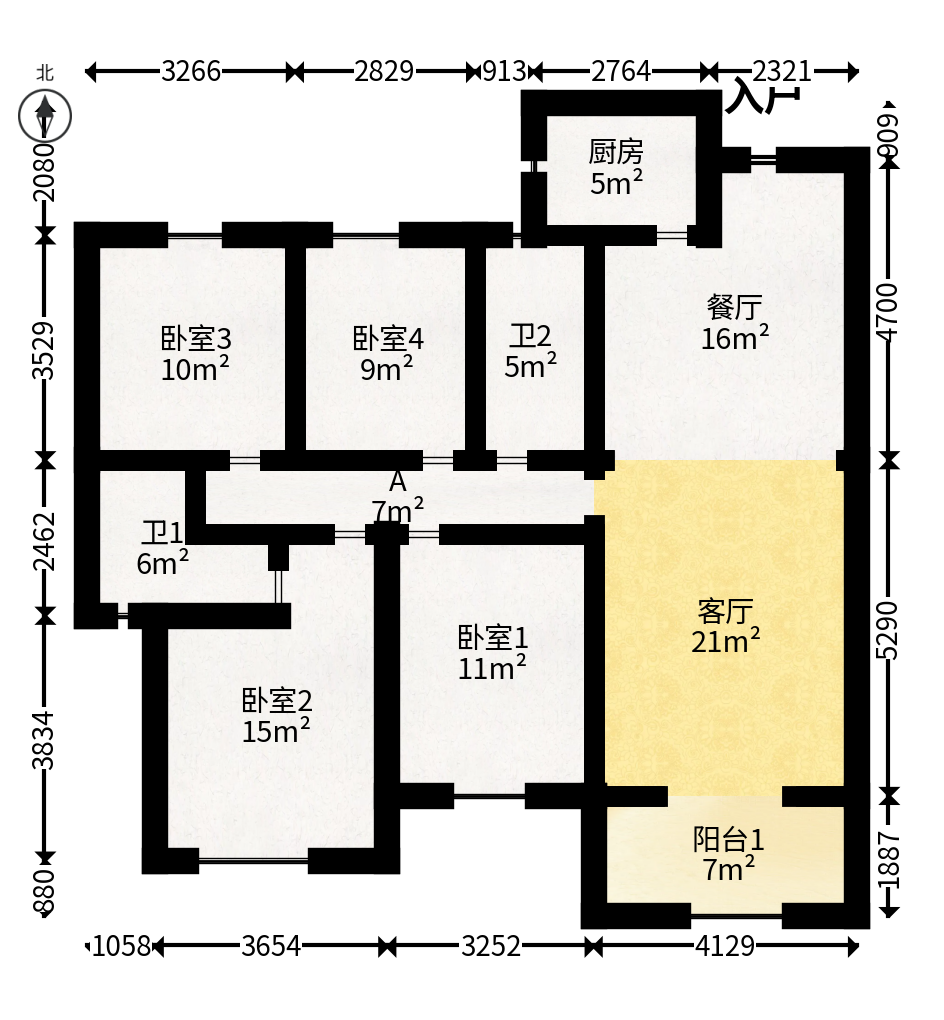 国欣向荣府  4室2厅2卫   165.00万户型图