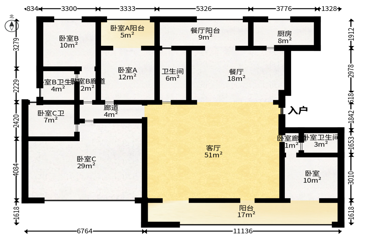 中建钰山湖  4室2厅2卫   390.00万户型图