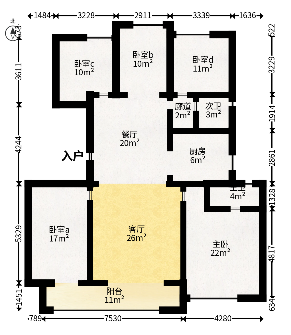 越秀亲爱里  5室2厅2卫   165.00万户型图