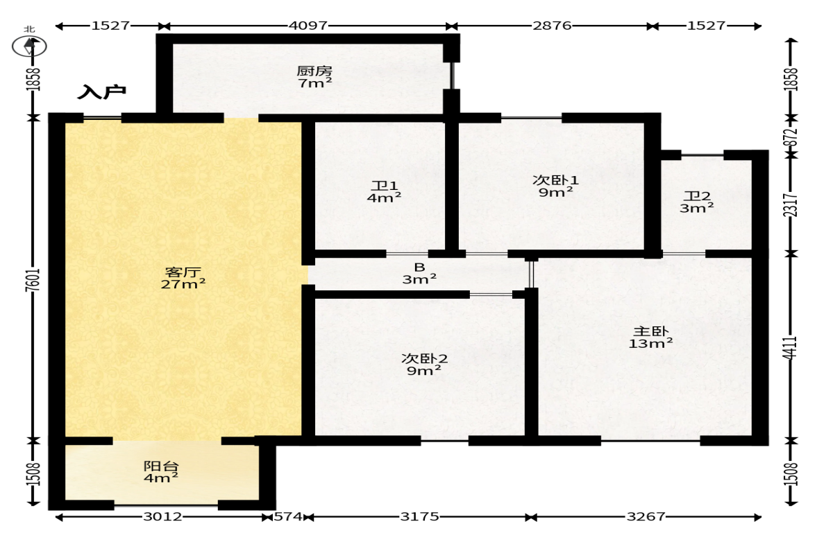 未来漫城  3室2厅2卫   92.80万户型图