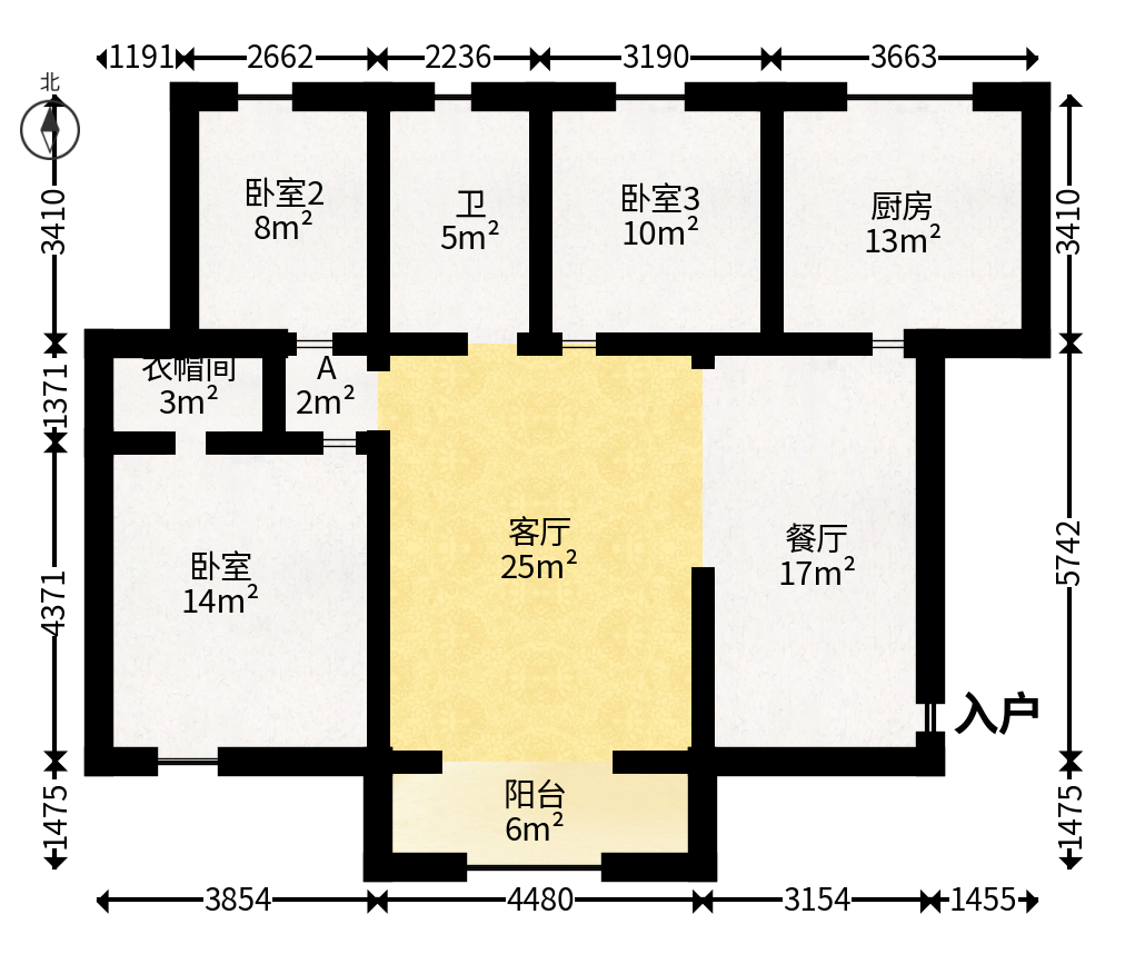 卓越蔚蓝海岸三期  3室2厅2卫   115.00万户型图