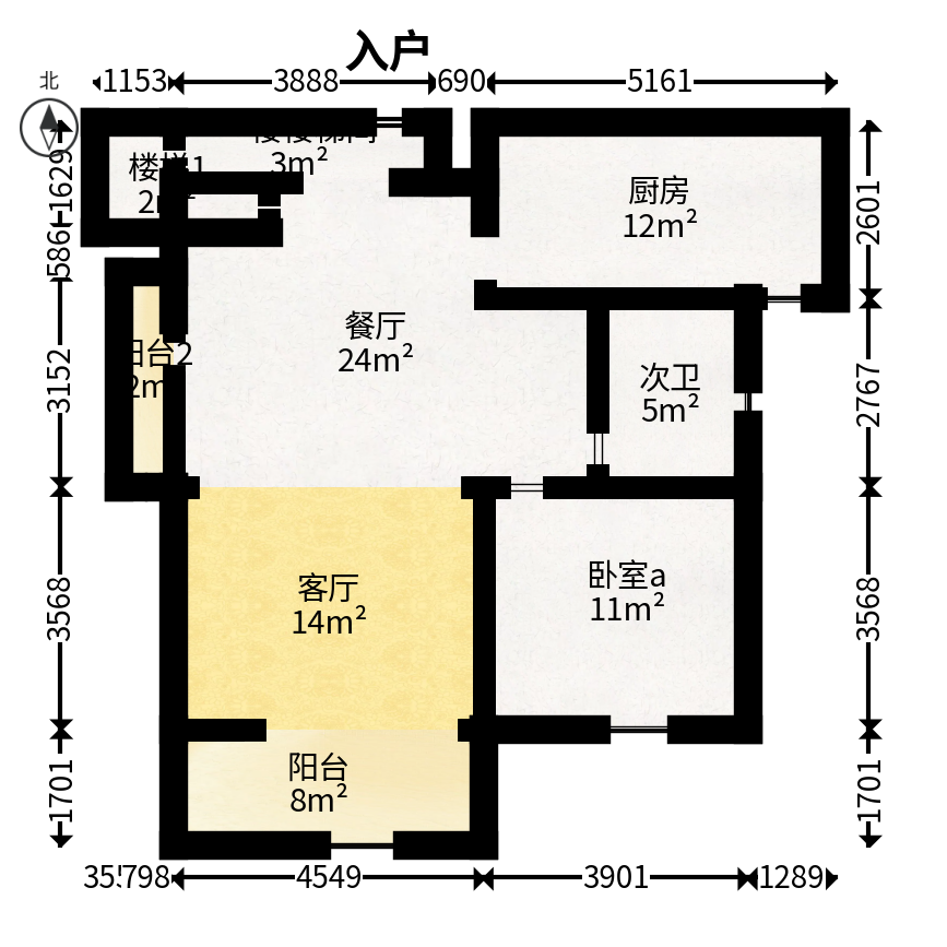 保利麓谷林语E区  4室2厅2卫   155.00万户型图