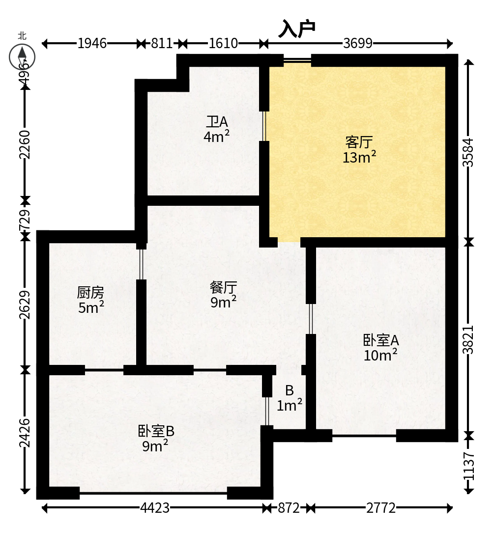 美洲故事  2室1厅1卫   55.00万户型图