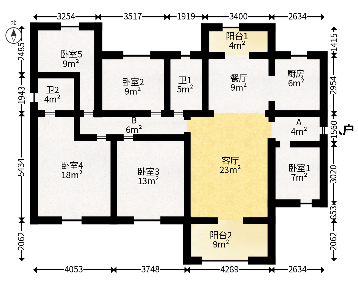 保利大都汇四期  5室2厅2卫   178.00万户型图
