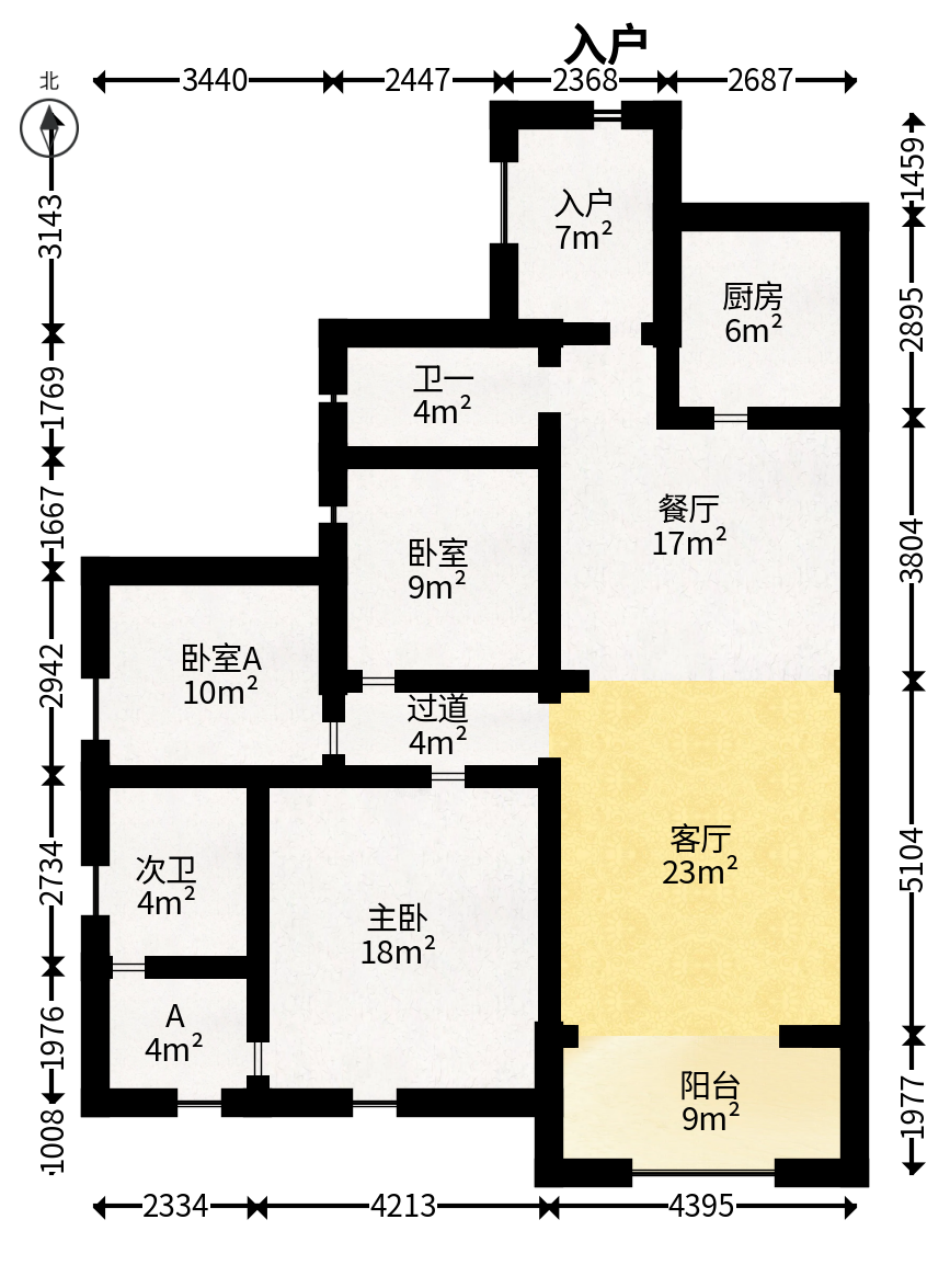 楚天馨苑  3室2厅1卫   78.00万户型图