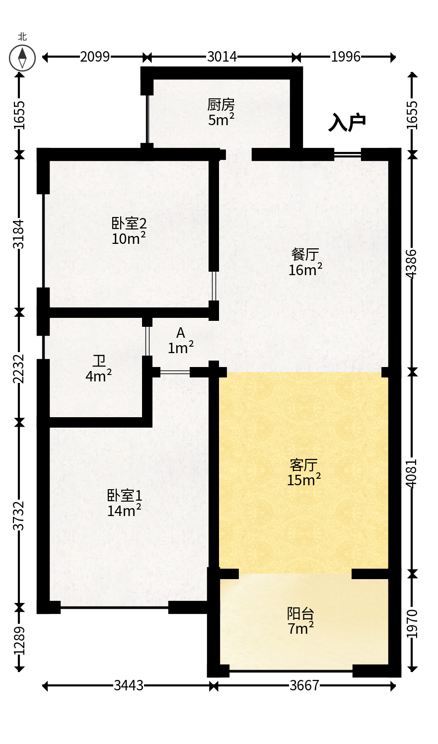 荣悦台  1室1厅1卫   115.00万户型图