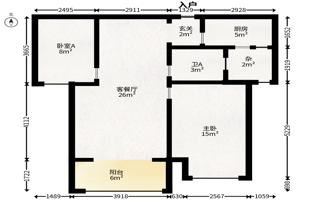 世茂铂翠湾一期  2室2厅1卫   102.00万户型图