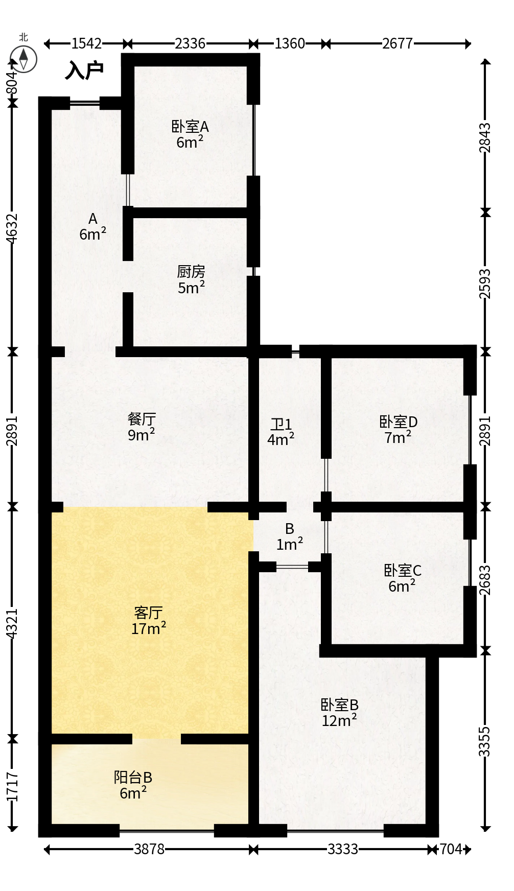 香樟兰亭（朗峰苑）  4室2厅1卫   91.80万户型图