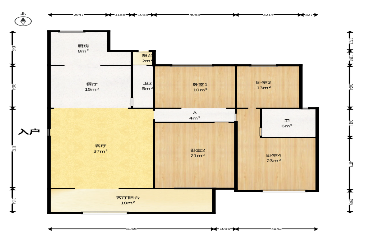 银杏嘉园  4室2厅2卫    150.0万户型图