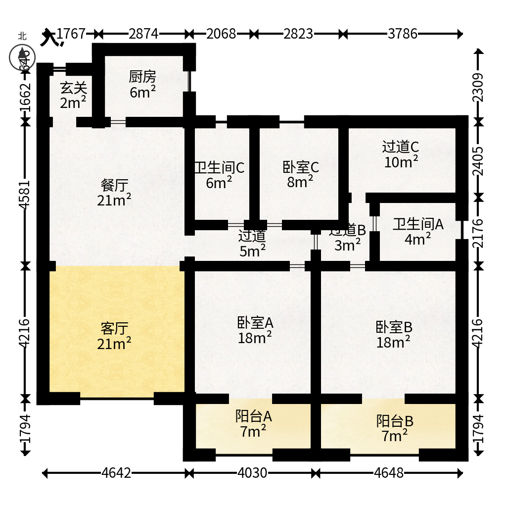 湖南第六工程有限公司机关小区（六公司机关大院）  4室2厅2卫   164.00万户型图