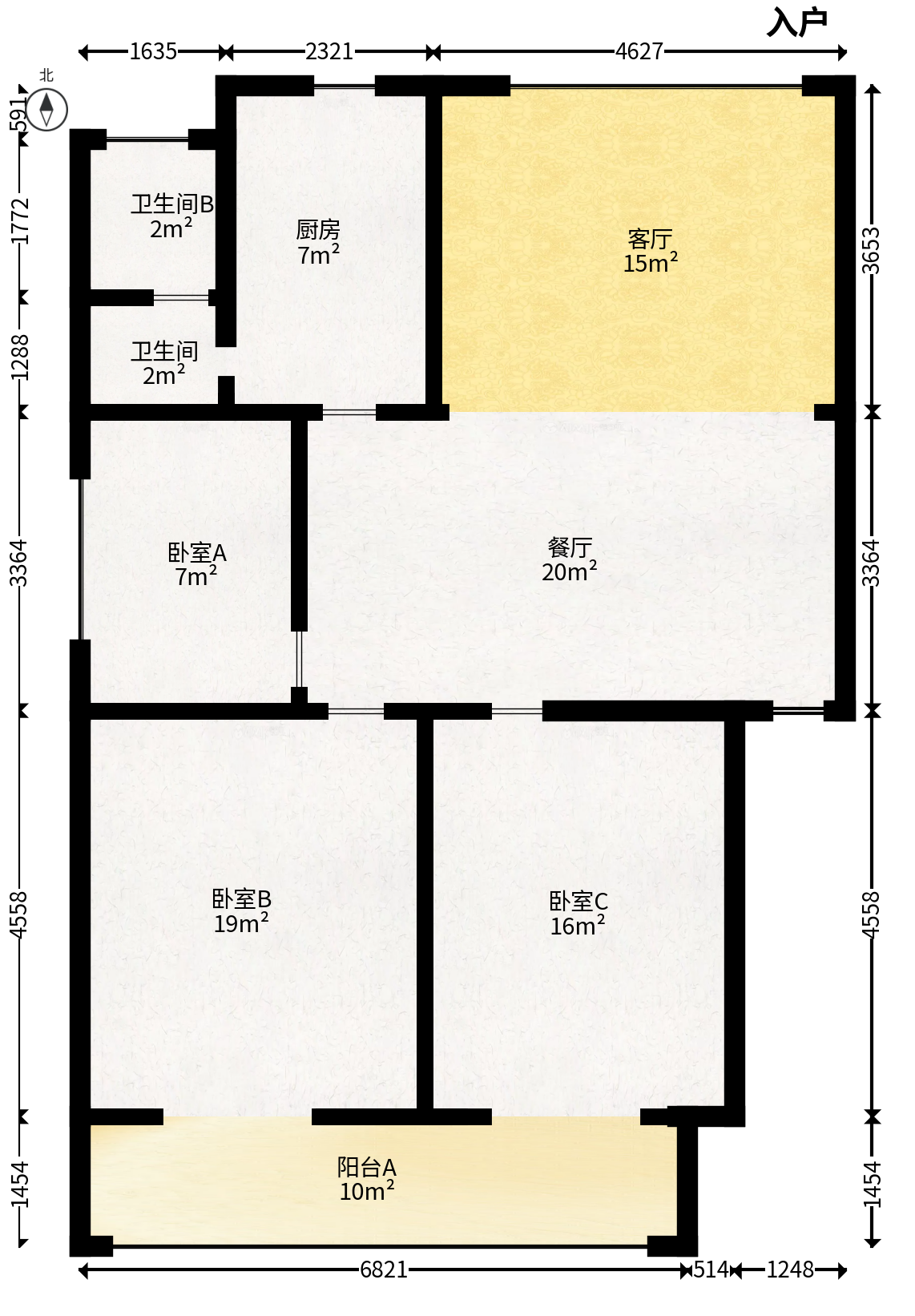 天心区政府机关宿舍  3室2厅1卫   94.00万户型图