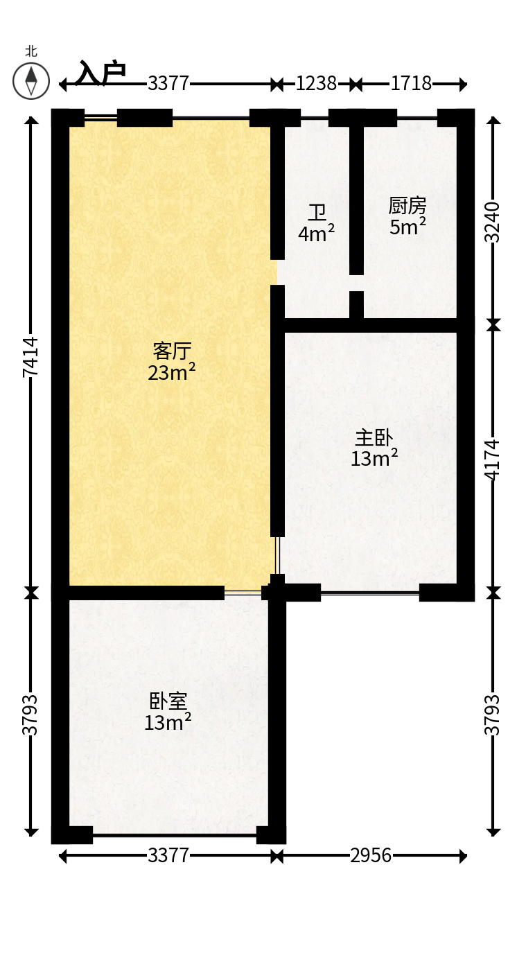 市直属机关宿舍  2室1厅1卫   35.00万户型图