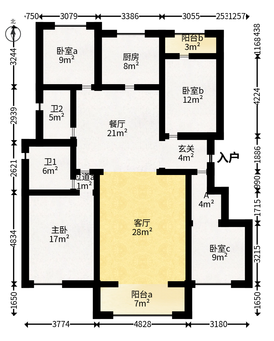华润桃源里  4室2厅2卫   135.00万户型图