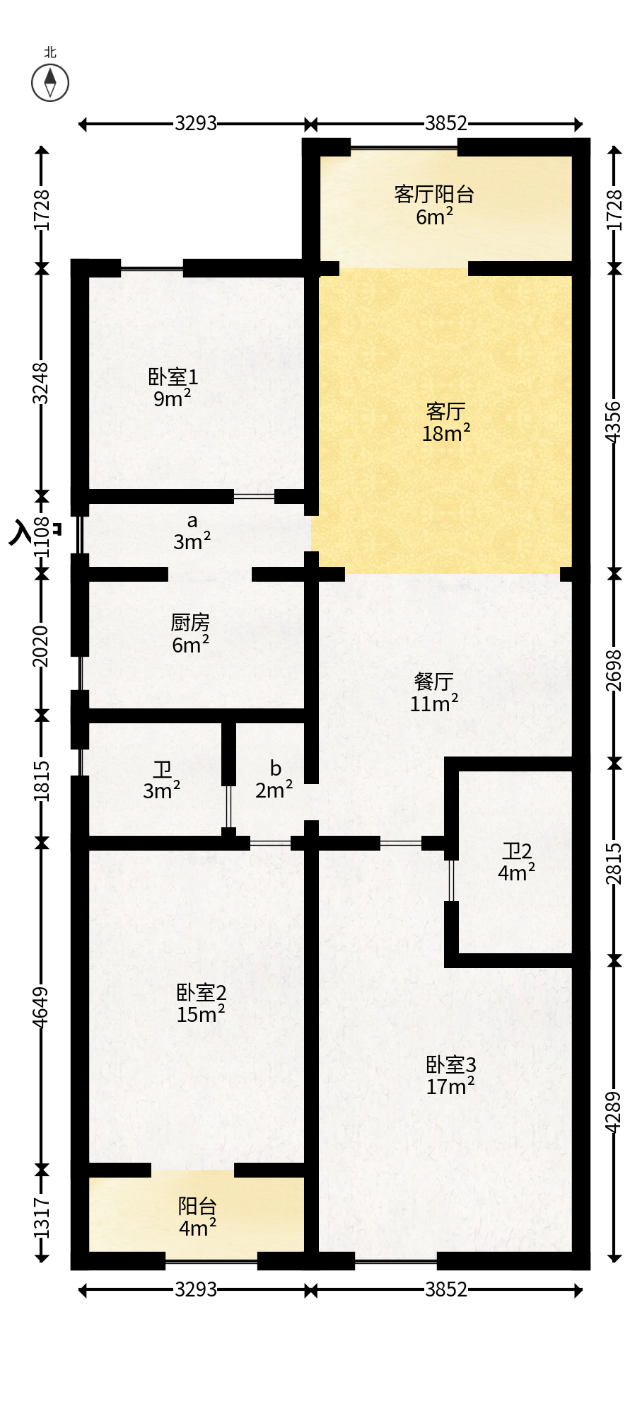 湘江雅颂居  3室2厅1卫   140.00万户型图