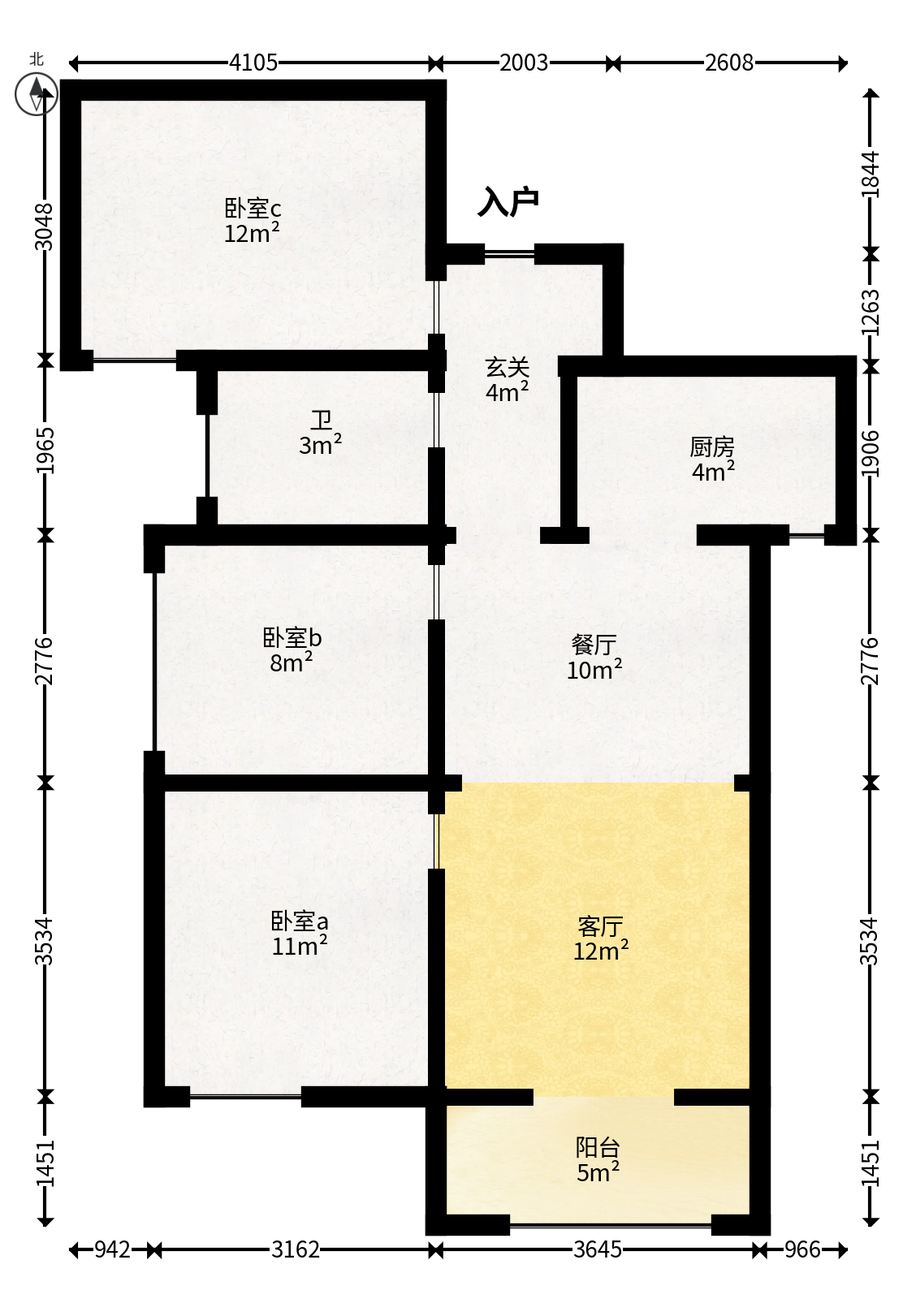 中粮鸿云  3室2厅1卫    59.5万户型图